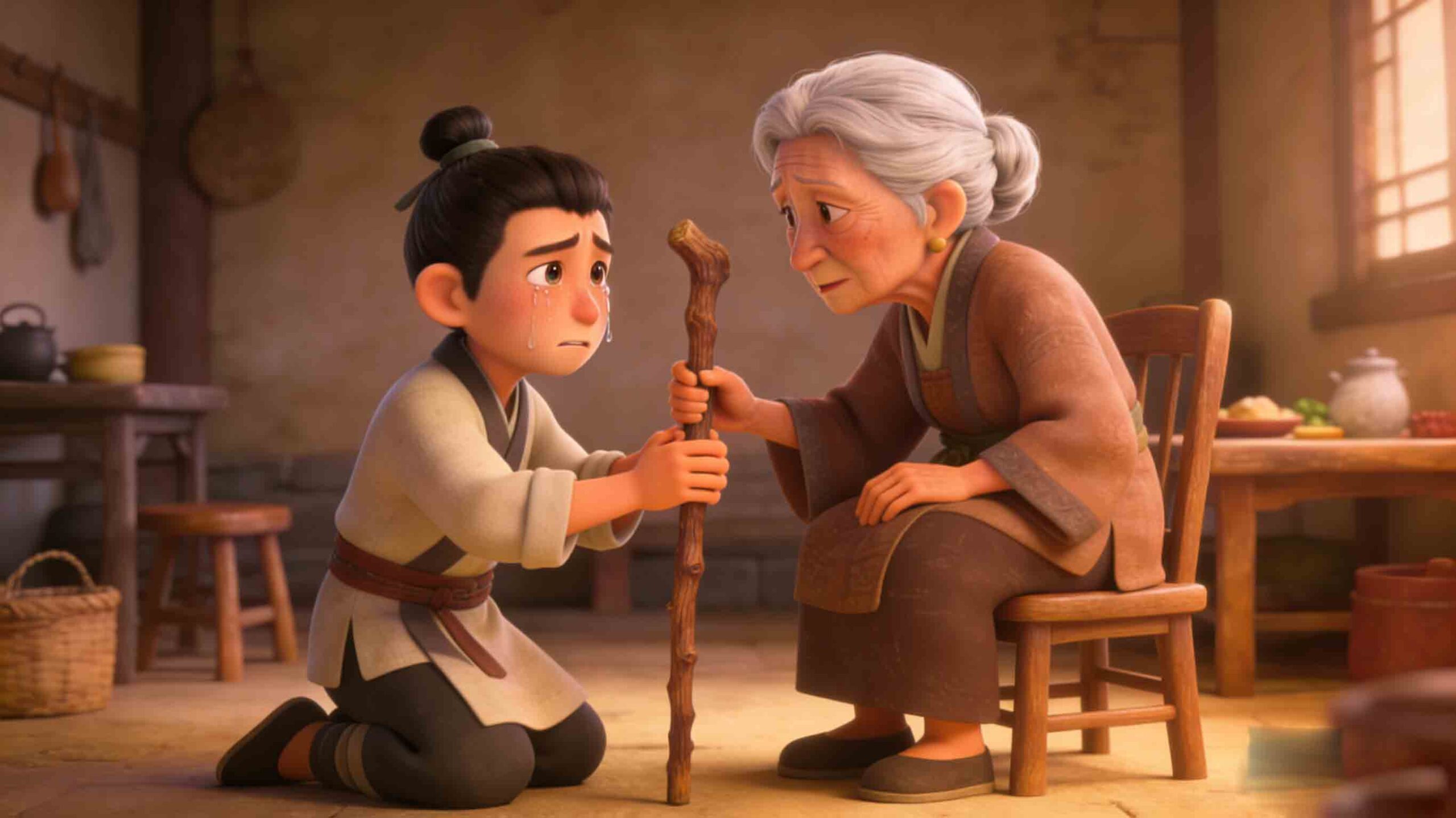 Bo Yu Weeps at the Rod - Chinese Mengxue Idiom Story Illustration