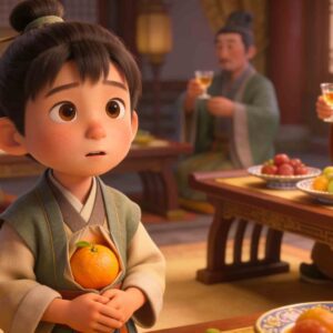 Lu Ji Hides Oranges - Chinese Mengxue Idiom Story Illustration