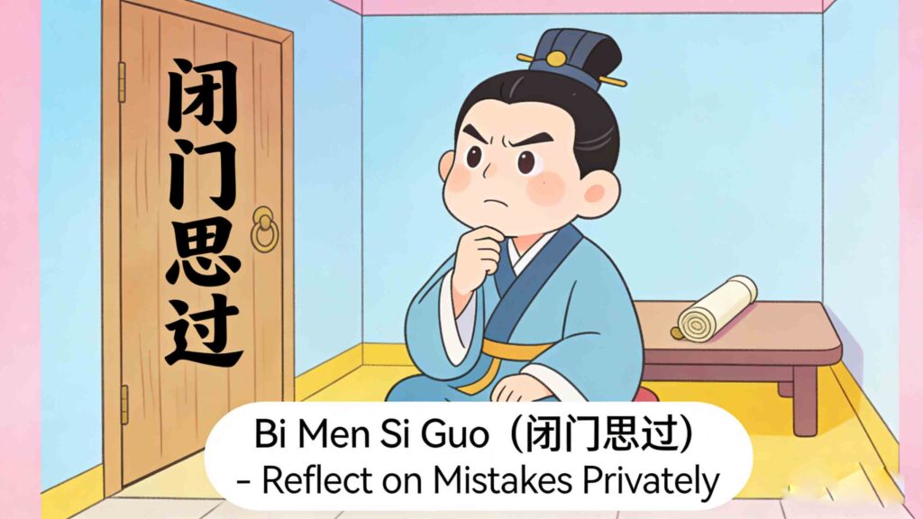 8 Common Chinese Idioms for Kids 3 Bi Men Si Guo common Chinese idiom for kids illustration