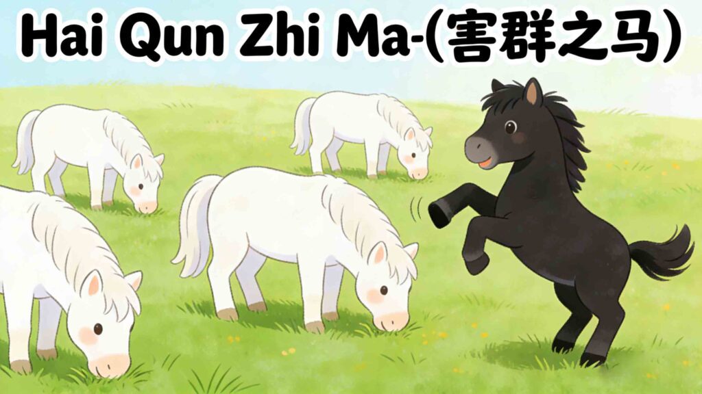 8 Common Chinese Idioms for Kids 4 Hai Qun Zhi Ma common Chinese idiom for kids story illustration