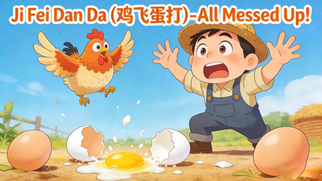 8 Common Chinese Idioms for Kids 7 Ji Fei Dan Da common Chinese idiom for kids story illustration