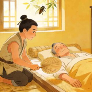 Huang Xiang Fans the Pillow - Chinese Mengxue Idiom Story Illustration