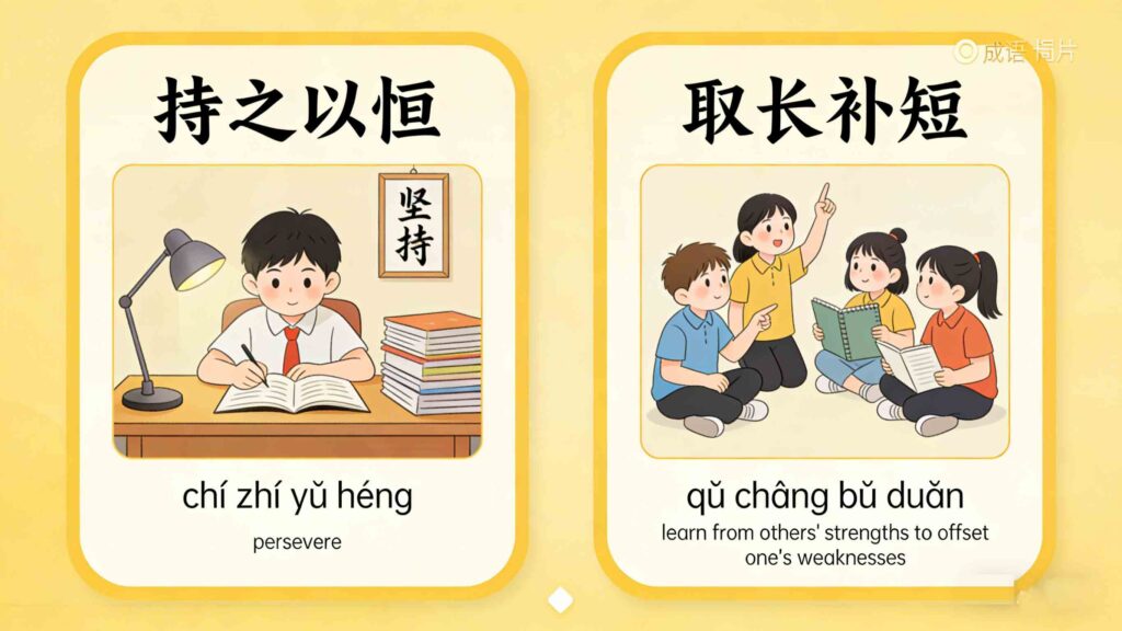 Chinese Idioms for AP Exam: Master Chengyu for Higher Scores 2 Top Chinese idioms for AP exam – 持之以恒 and 取长补短 with meanings and examples