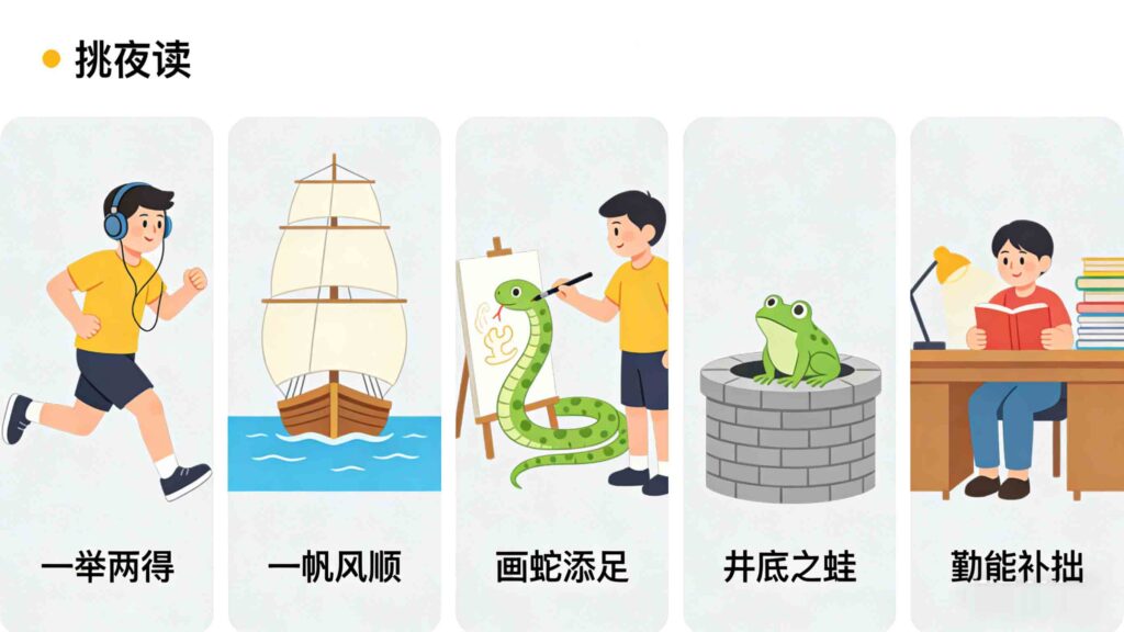 Chinese Idioms in Sentences: How to Use Chengyu Like a Native Speaker 2 5 common Chinese idioms in sentences with visual examples