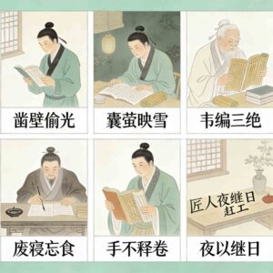 10 Chinese Idioms About Hard Work printable learning pack, 10 classic Chinese proverbs about diligence and persistence