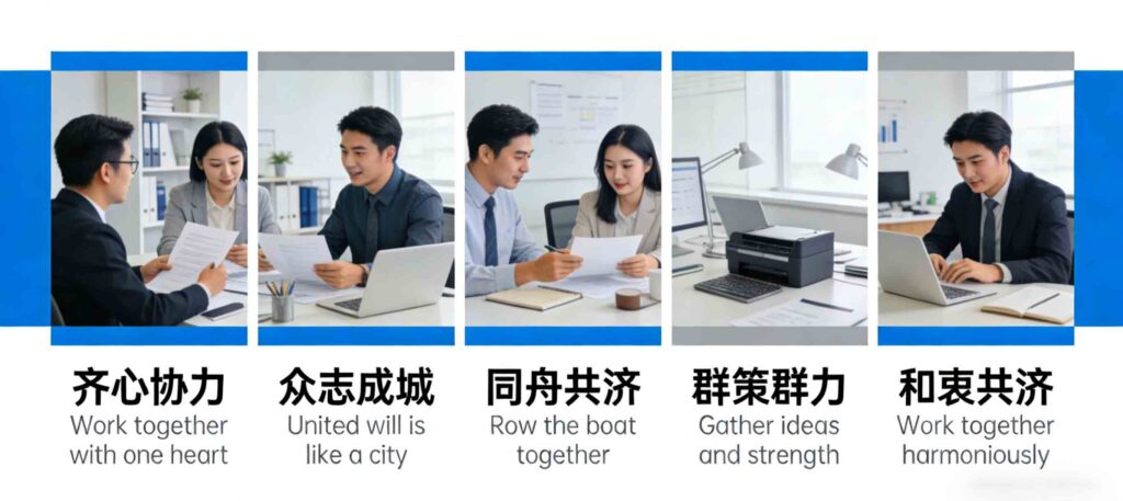 Professional Chinese Idioms: Elevate Your Business & Workplace Communication 2 Chinese idioms for teamwork and collaboration in the office