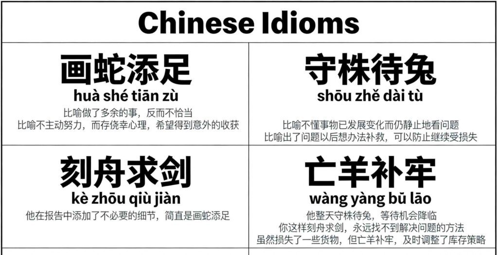Chinese Idioms Printable PDF: Your Portable Chengyu Guide 2 Chinese idioms printable PDF printed and annotated in a notebook