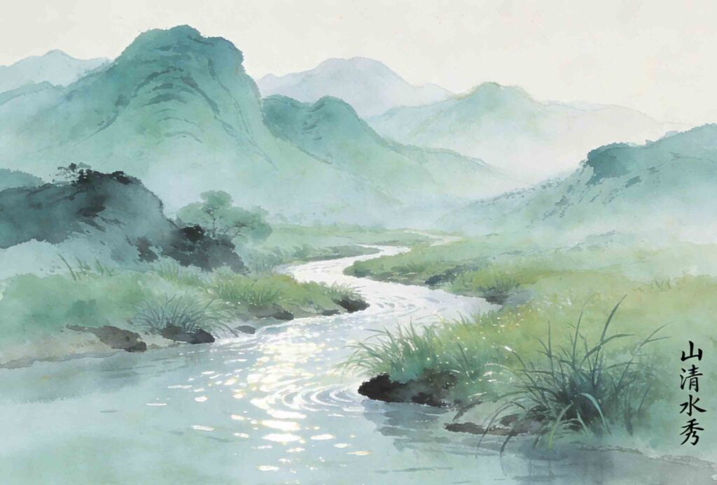 Four-Character Idioms with 'Qing': Meanings & Stories 2 Four-character idioms with the word 'qing' example: shan qing shui xiu (beautiful scenery)