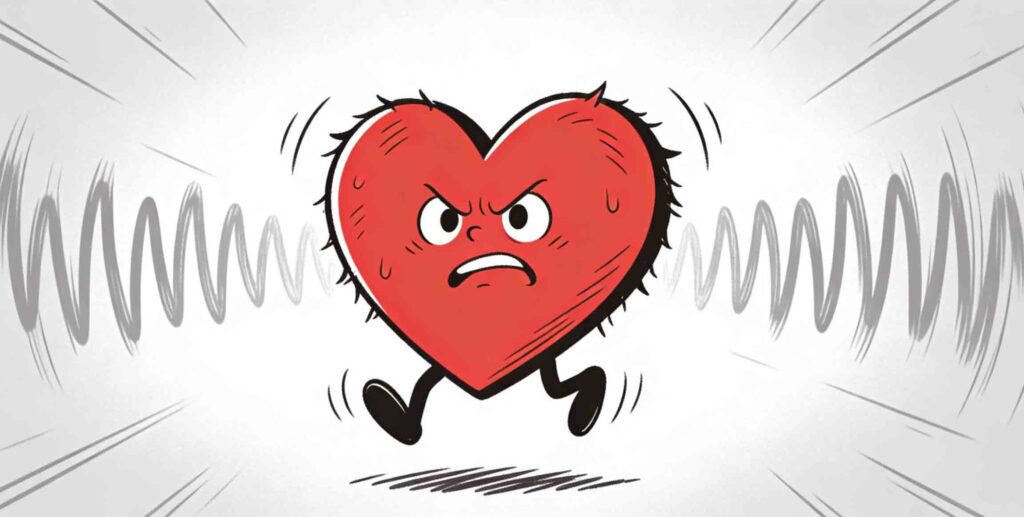 Chinese Idioms with Numbers: 8 Fun Chengyu with Stories 3 Horizontal illustration of a heart jumping up and down, representing anxiety