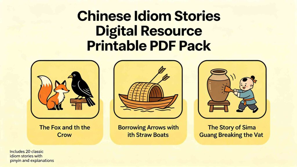 10 Chinese Idiom Stories Digital Resources: Printable PDFs 1 chinese idiom stories digital resource printable pdf cover