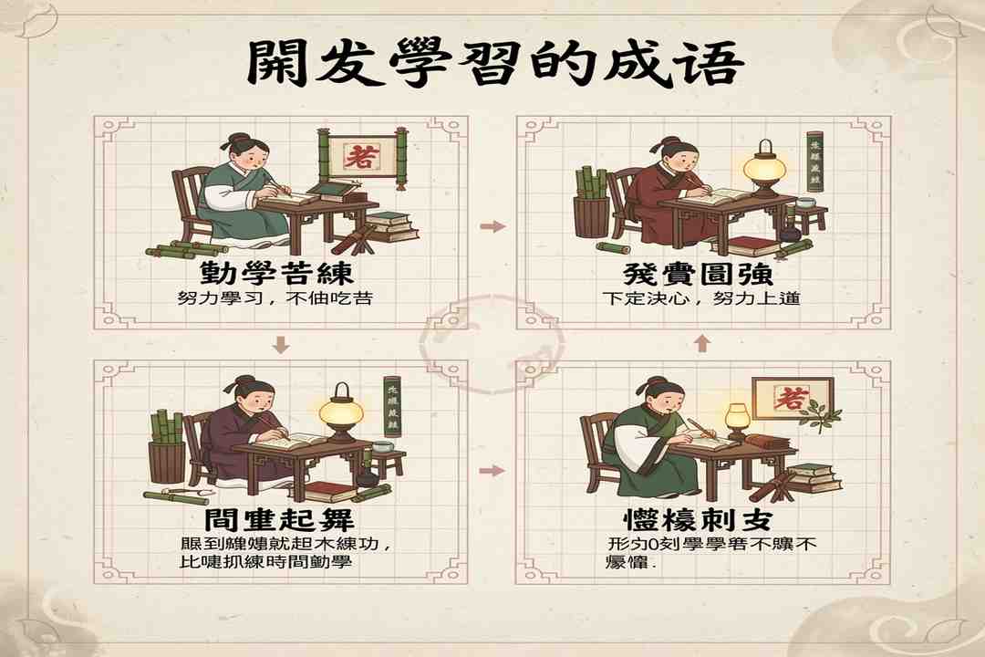 chinese idioms about learning printable illustration 1