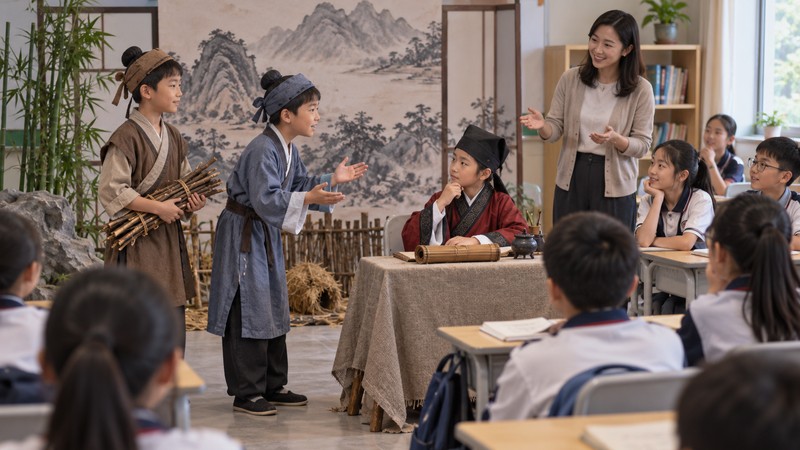 How to Run Chinese Idiom Classroom Activities With Source Checks 3 Students role-play a traditional idiom story while classmates observe