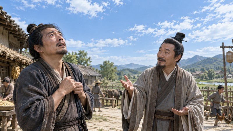 Ji Ren You Tian Meaning: Story, Pinyin, and Modern Examples 2 An anxious ancient villager fears the sky while a calm neighbor explains
