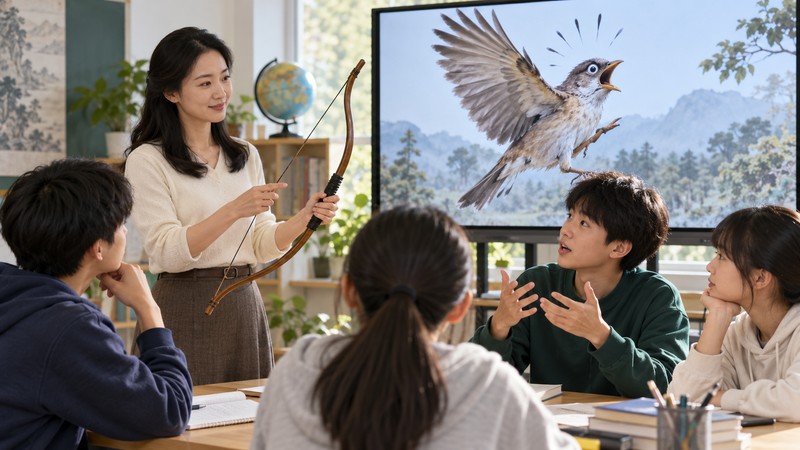 Jing Gong Zhi Niao Meaning: Story, Origin, and Modern Usage 4 Teacher explains how past fright can trigger an exaggerated reaction