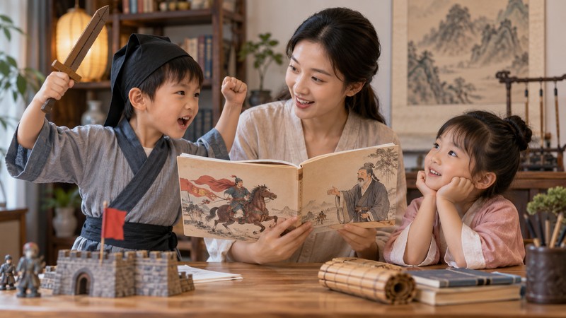 Teach Chinese Idioms To Kids: Story, Activity, and Pinyin Steps 2 Parent reads an illustrated Chinese idiom story with children