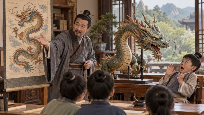 Ye Gong Hao Long Meaning: Story, Pinyin, and Learner Mistakes 4 Teacher contrasts dragon art with fear of a lifelike dragon model