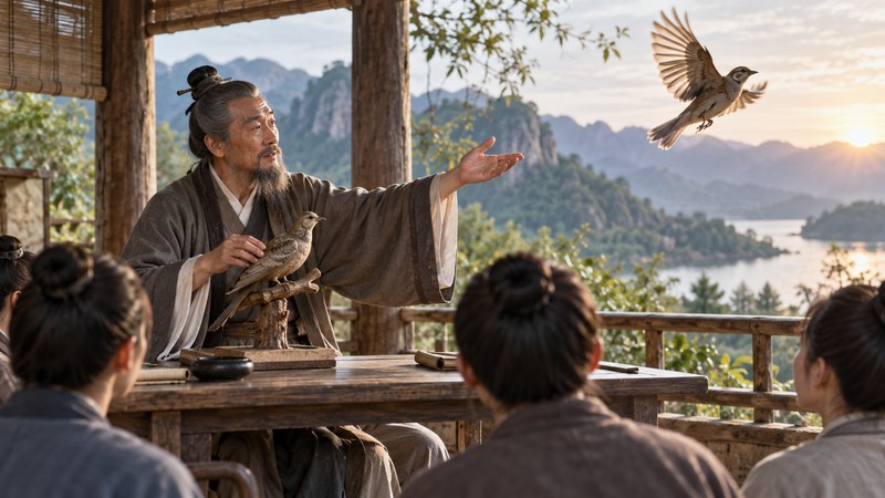 Yi Ming Jing Ren Meaning: Story, Pinyin, and Modern Examples 3 Teacher explains hidden preparation through a bird taking flight
